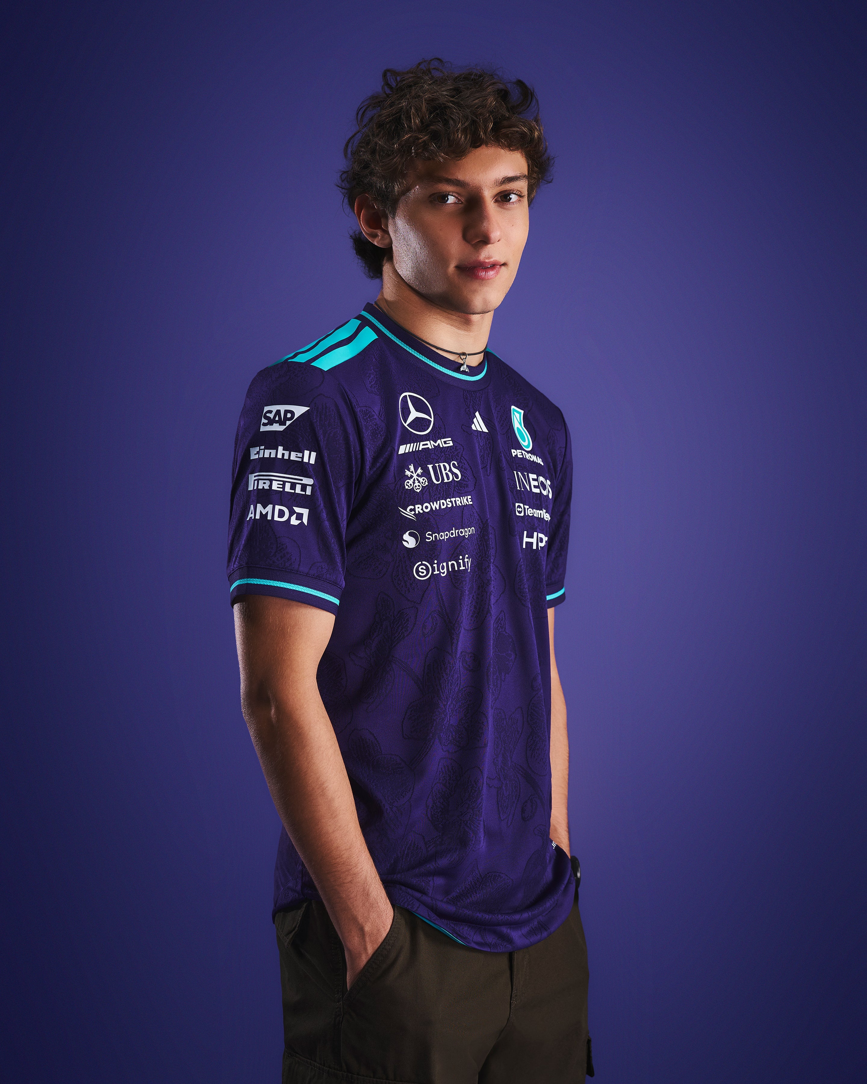 Camiseta Vanda Bloom Authentic Driver para hombre, modelo 2026, color morado Mercedes AMG