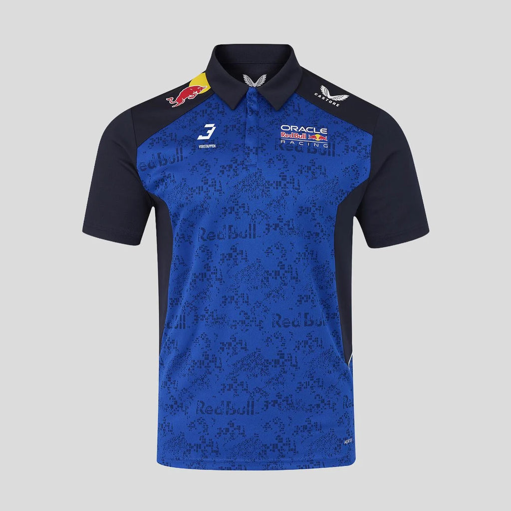 Polo azul del equipo Red Bull Racing F1 Max Verstappen (temporada 2026)