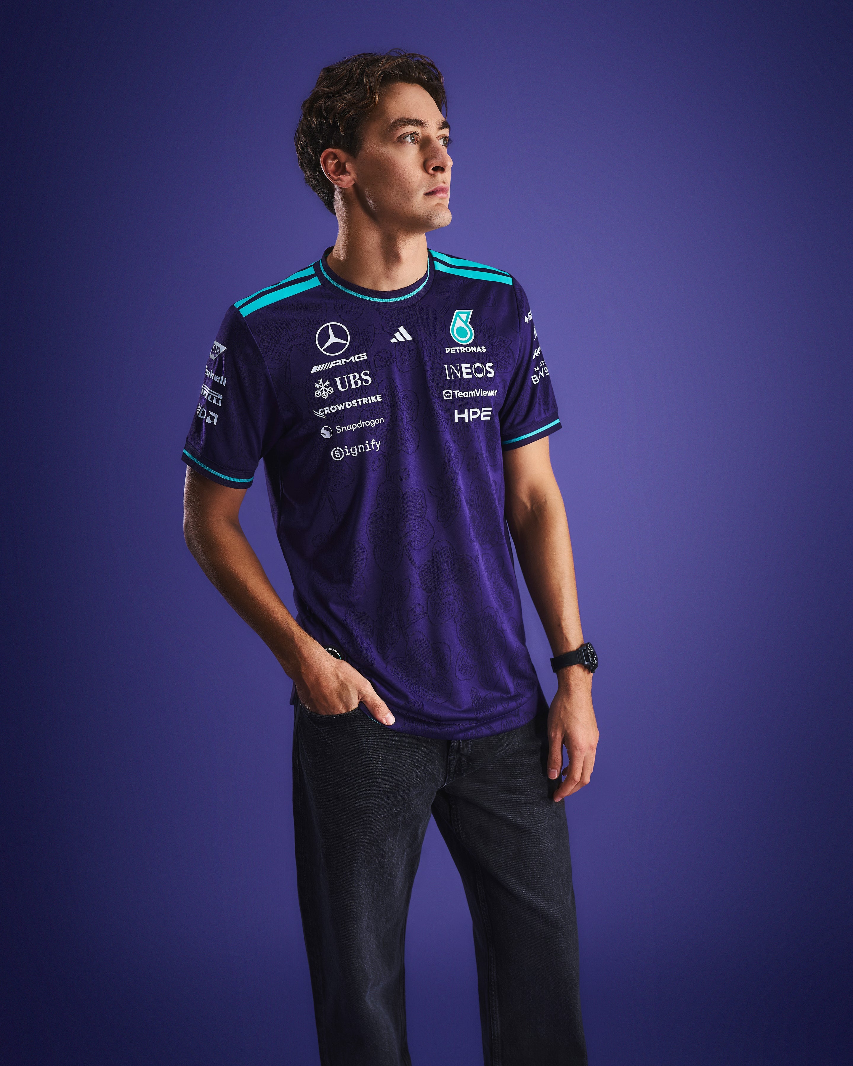 Camiseta Vanda Bloom Authentic Driver para hombre, modelo 2026, color morado Mercedes AMG