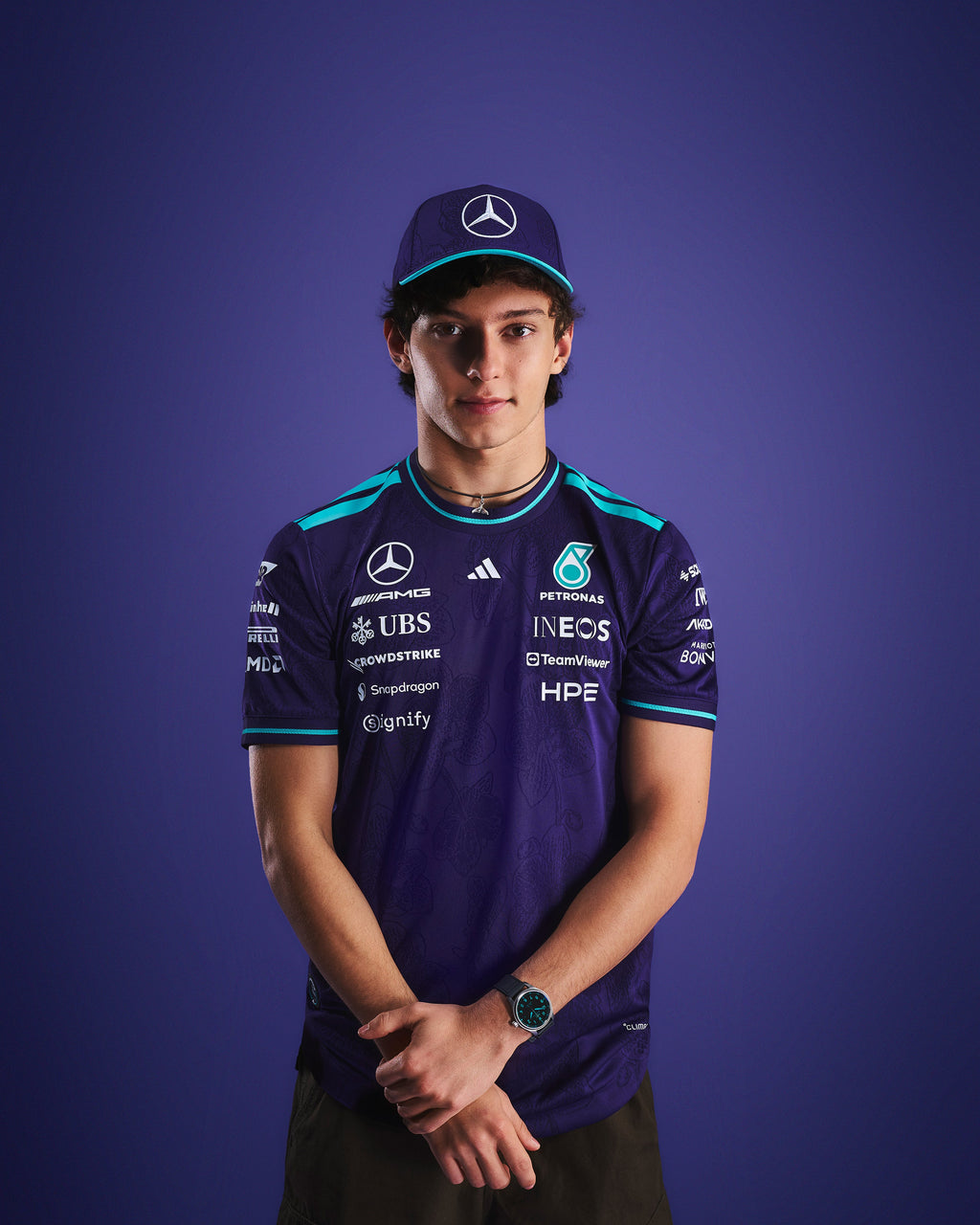 Camiseta Vanda Bloom Authentic Driver para hombre, modelo 2026, color morado Mercedes AMG