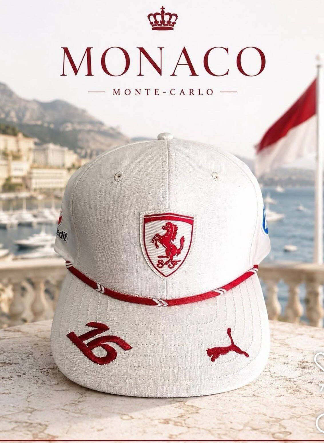 Gorra Scuderia Ferrari Charles Lecrerc GP de Mónaco 2026